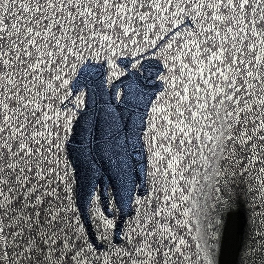 Polo Sport Ralph‎ Lauren Mens Grey Marl Full Zip Cardigan Sweater Pony Logo M